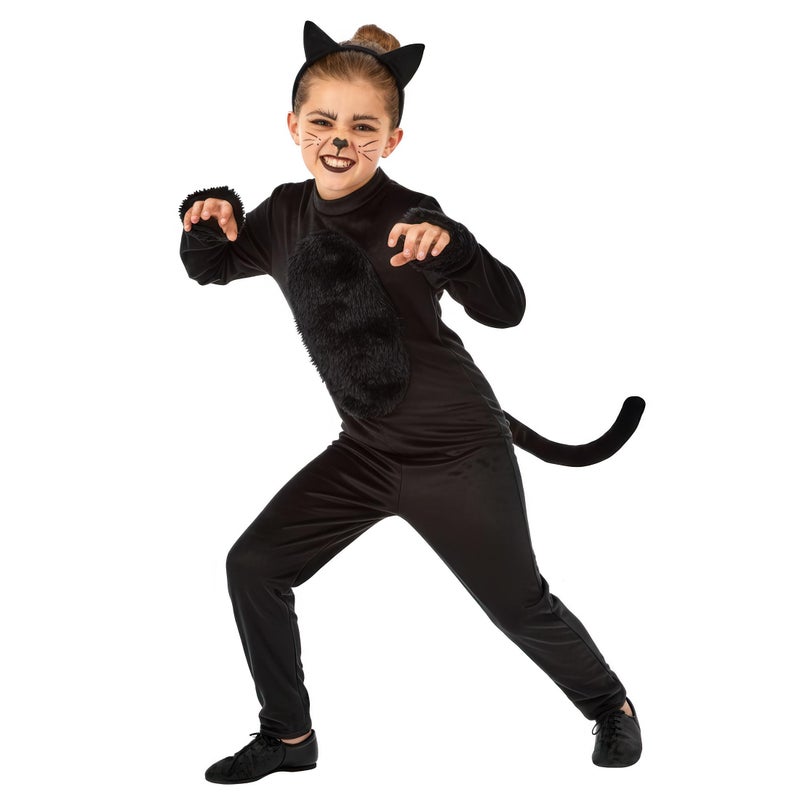 fun shack Black Cat Costume for Girls, Cat Costumes for Kids, Halloween Costumes for Kids, Black Cats Girls Halloween Costume, Large - Image 1